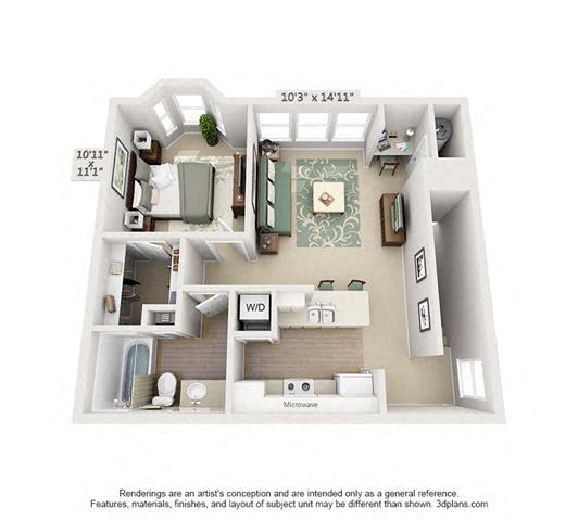  Floor Plan 1 Bedroom Luxury with Garage